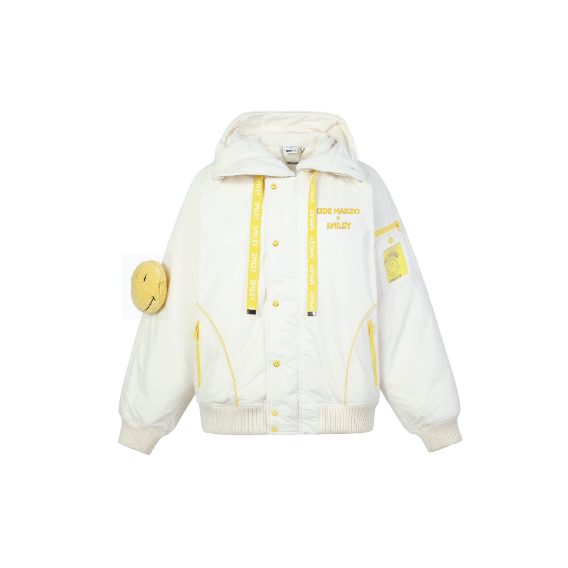 13DE MARZO x Smiley Furry Bag Down Jacket White | MADA IN CHINA