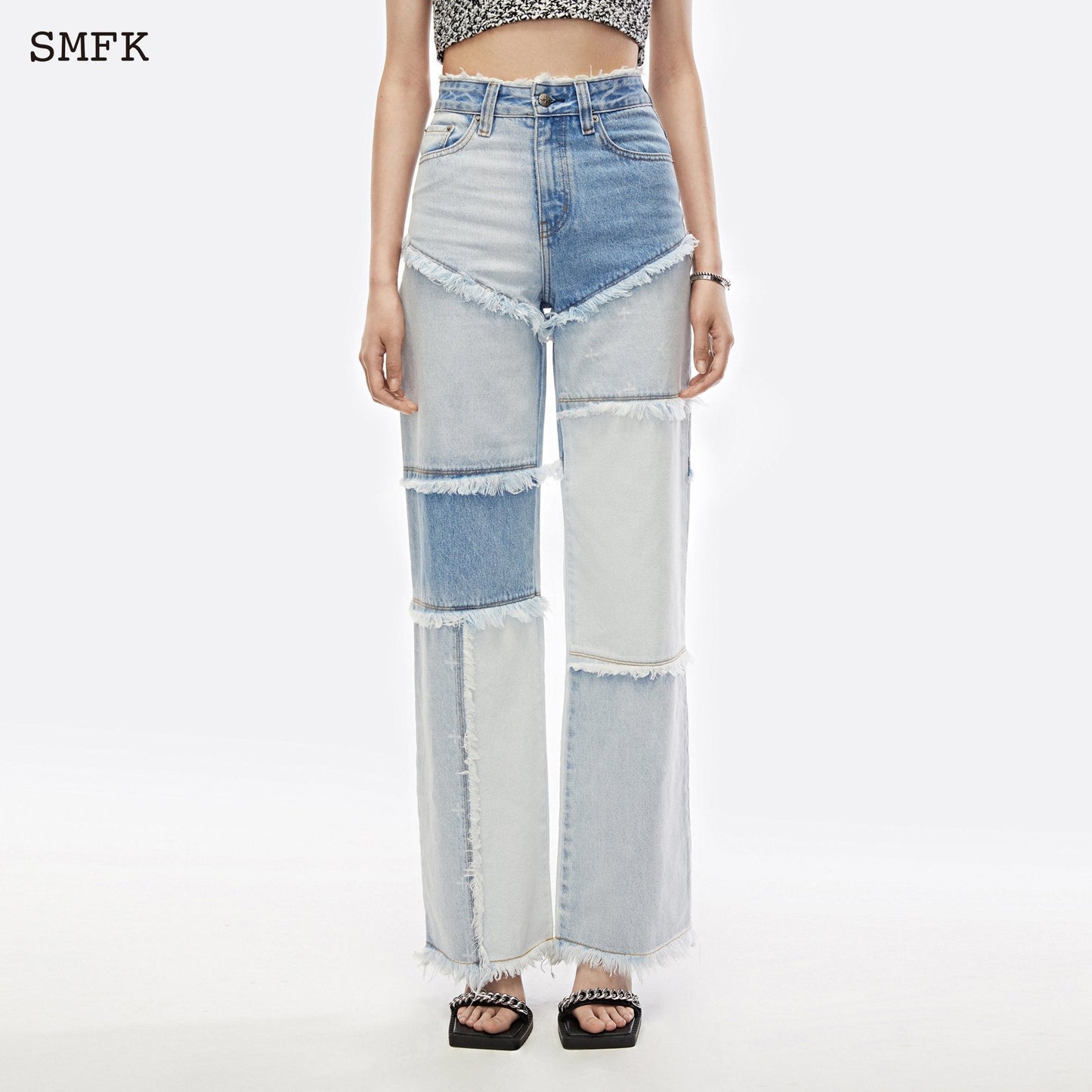 SMFK Garden Puzzle Blue Denim Jeans - Fixxshop