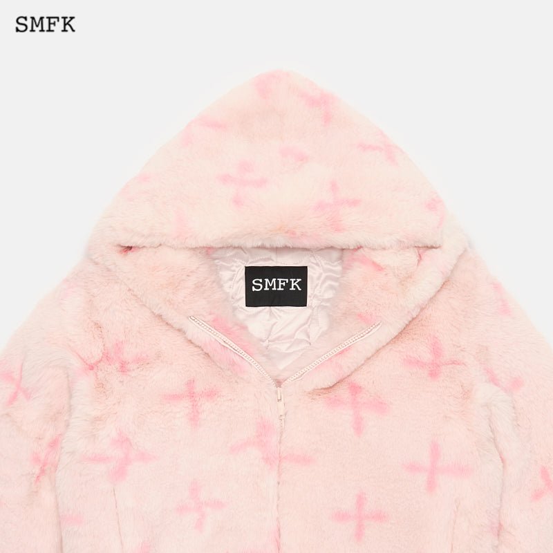 SMFK Garden Snowman Fur Jacket Pink - Fixxshop