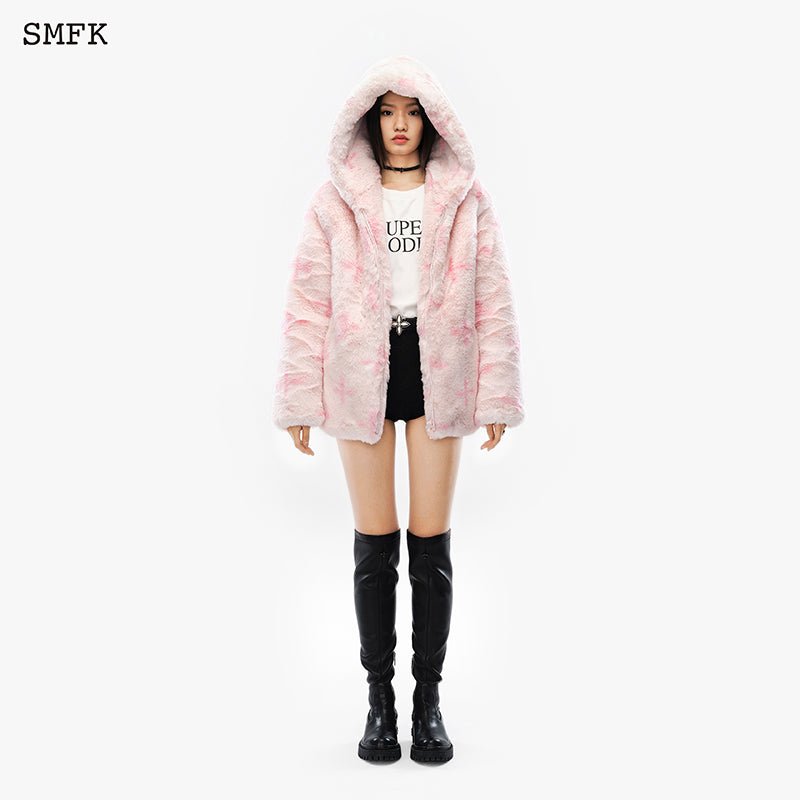 SMFK Garden Snowman Fur Jacket Pink - Fixxshop