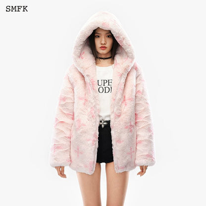 SMFK Garden Snowman Fur Jacket Pink - Fixxshop