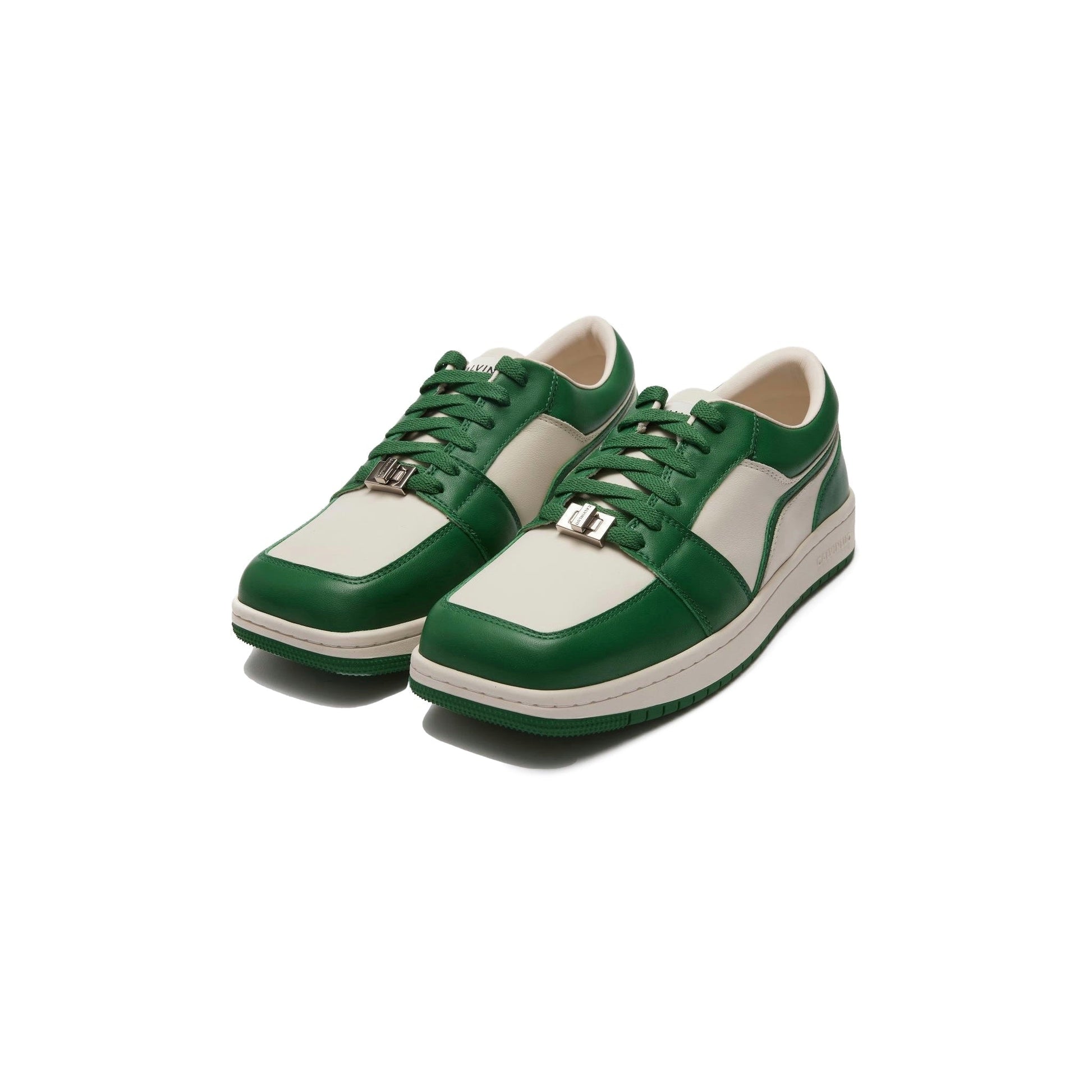 CALVIN LUO Green Square Toe Low Sneakers | MADA IN CHINA