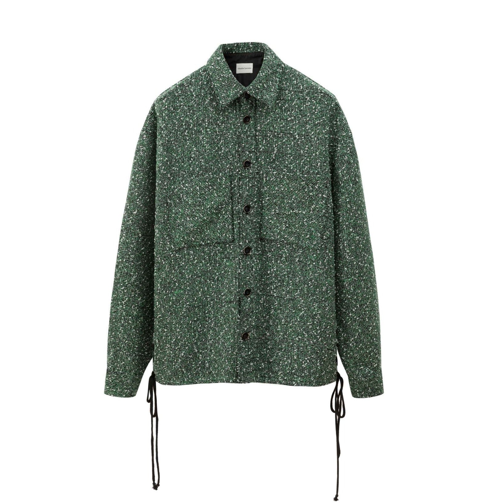 Charlie Luciano Green Tweed Overshirt With Strings On Both Sides – Fixxshop