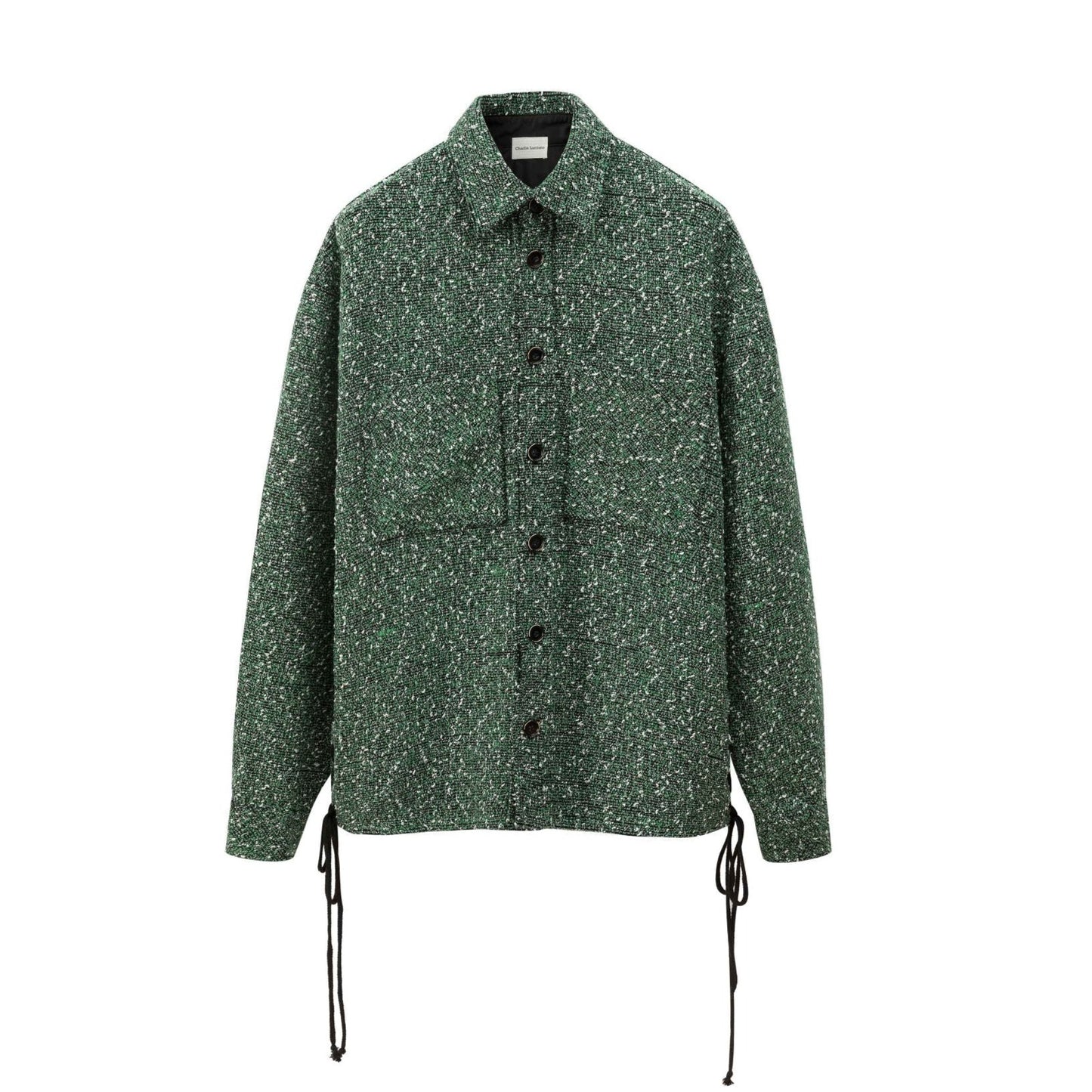 Charlie Luciano Green Tweed Overshirt With Strings On Both Sides