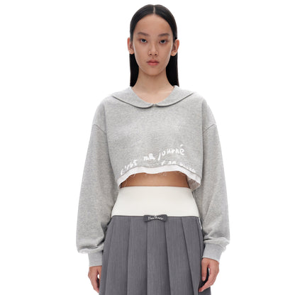 Herlian Doll Collar Patchwork Hoodie Grey