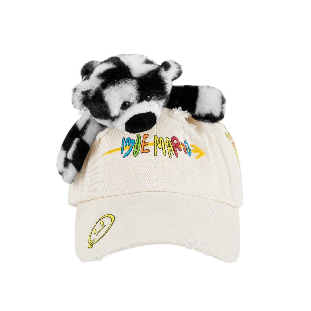 13DE MARZO Racing Graffiti Bear Cap Bone White