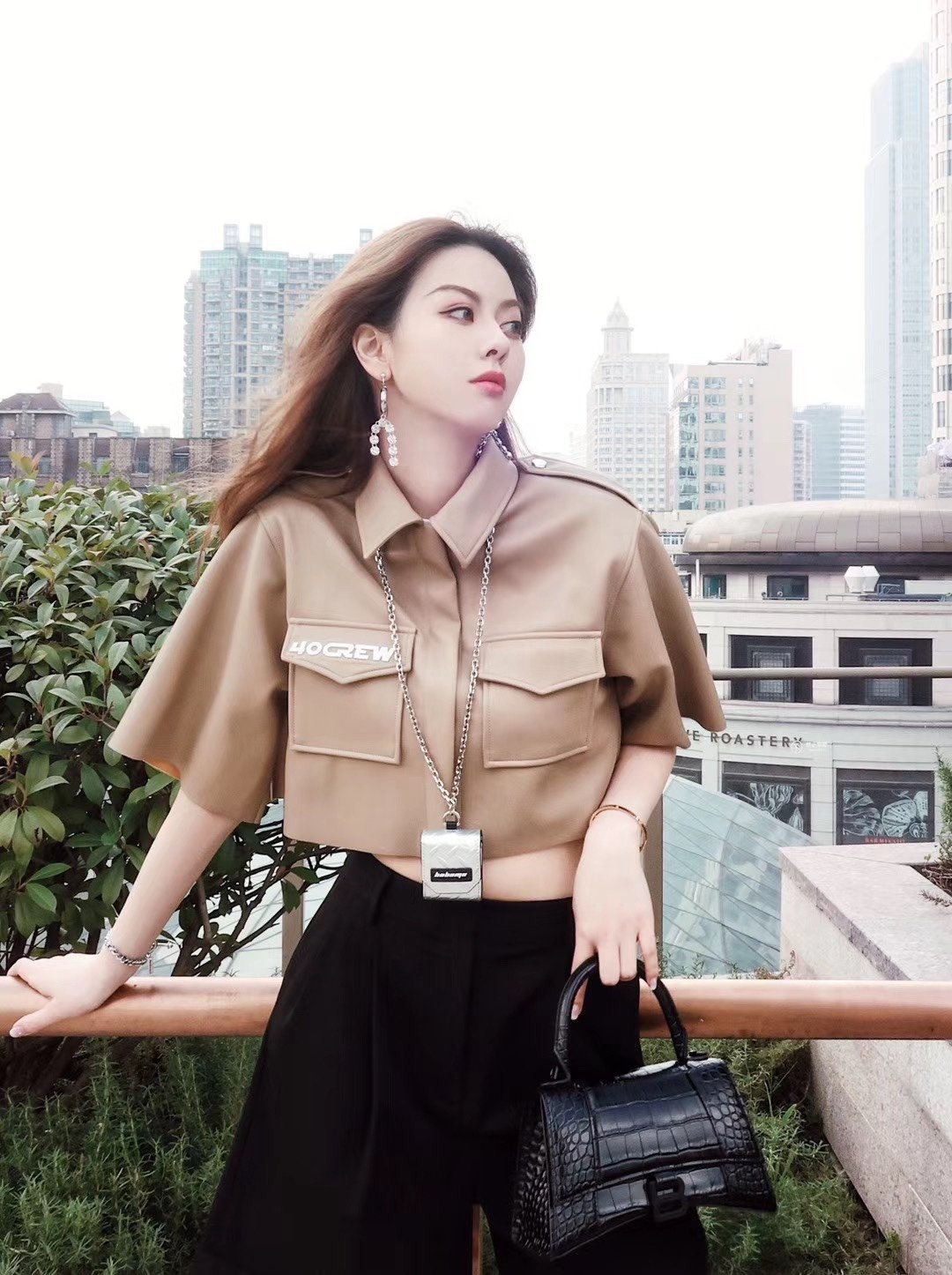 40 CREW Khaki Leather Shirt | MADA IN CHINA