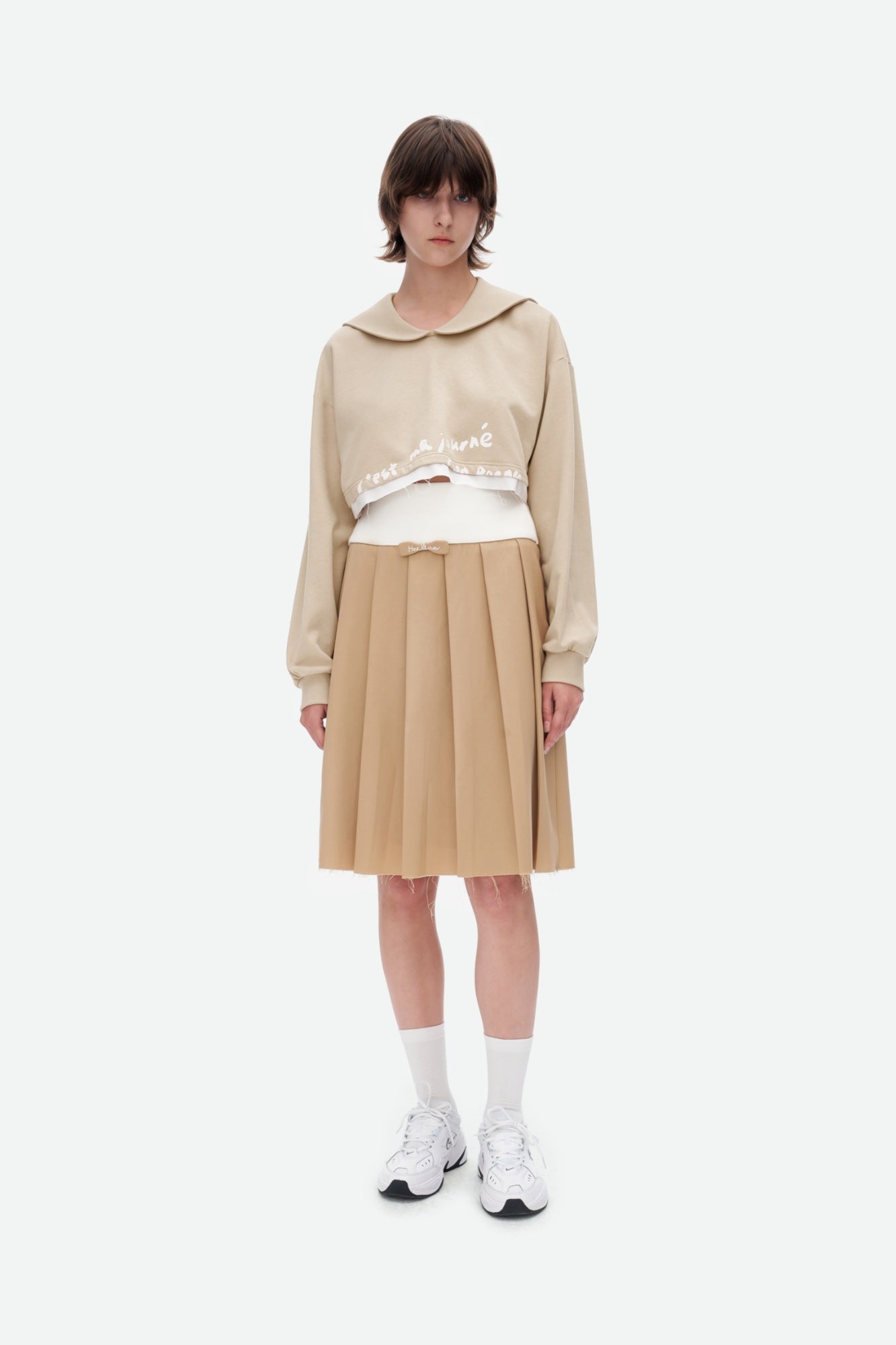 Herlian Khaki Mid-length Pleated Skirt
