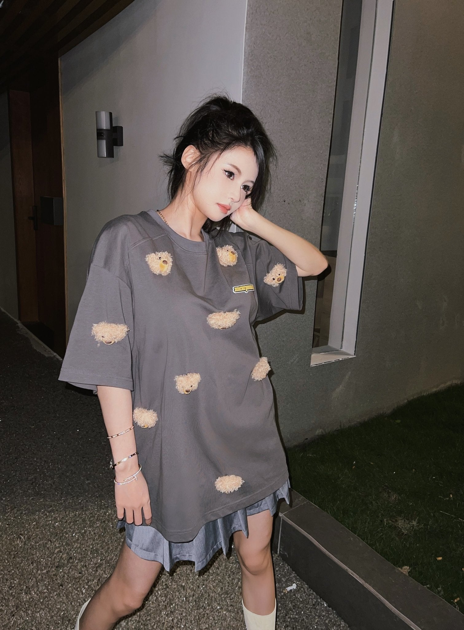 13 DE MARZO Luminous Three-dimensional Doll T-shirt Gray | MADA IN CHINA