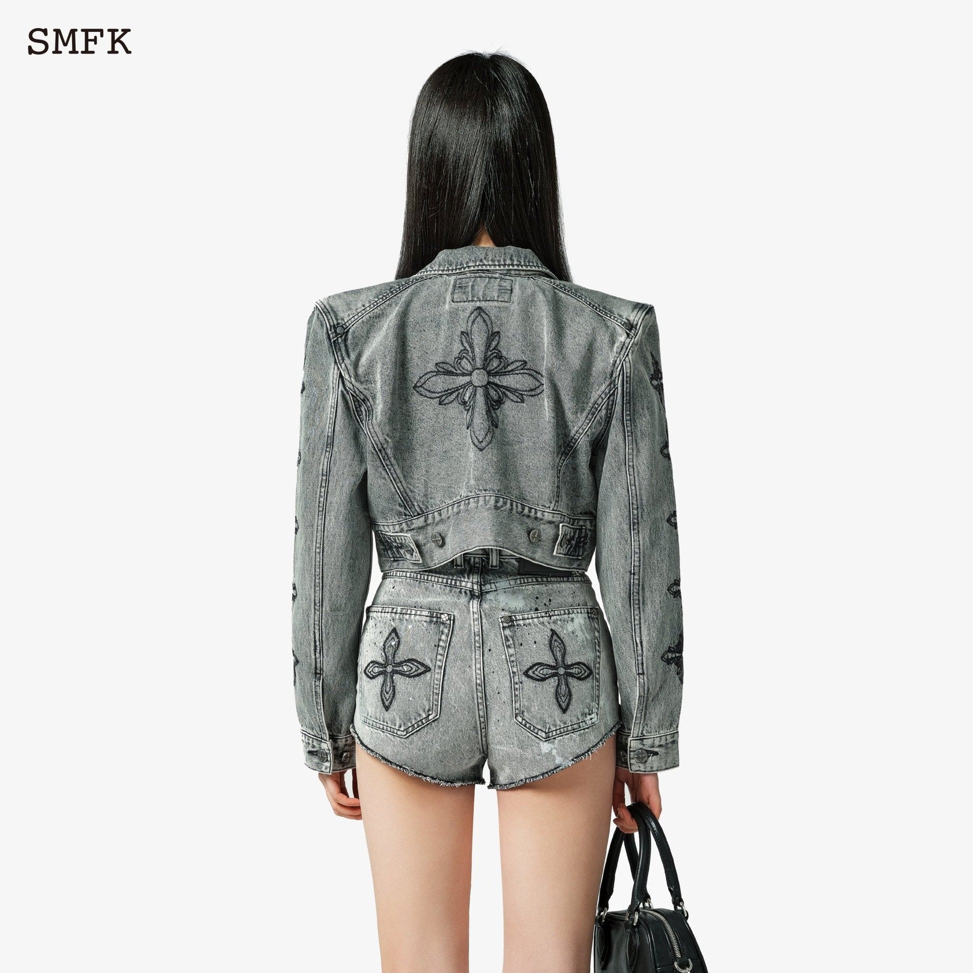 SMFK Magnolia Cross Biker Denim Jacket - Fixxshop