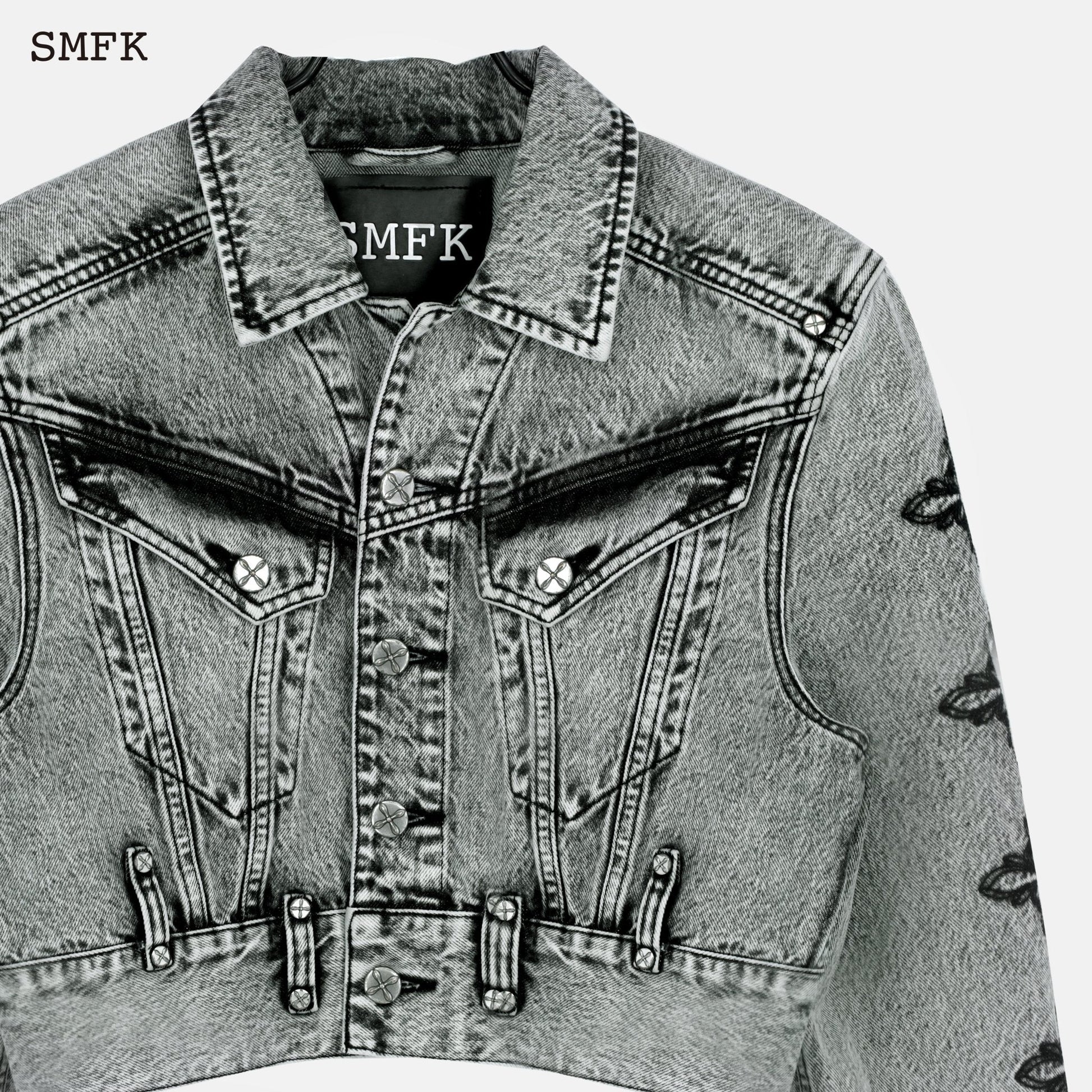 SMFK Magnolia Cross Biker Denim Jacket - Fixxshop