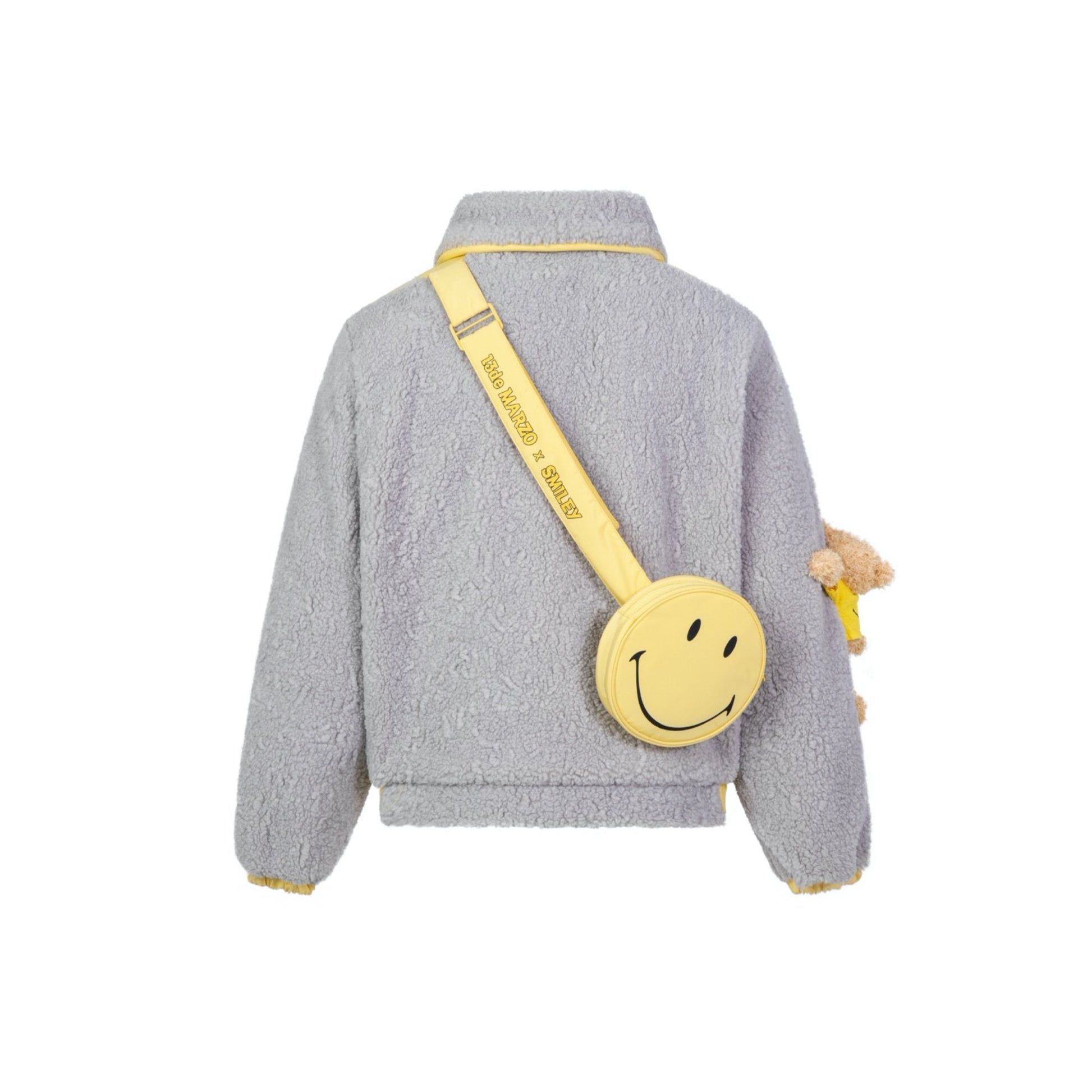 13DE MARZO x Smiley Messenger Bag Lamb Wool Coat Gray | MADA IN CHINA