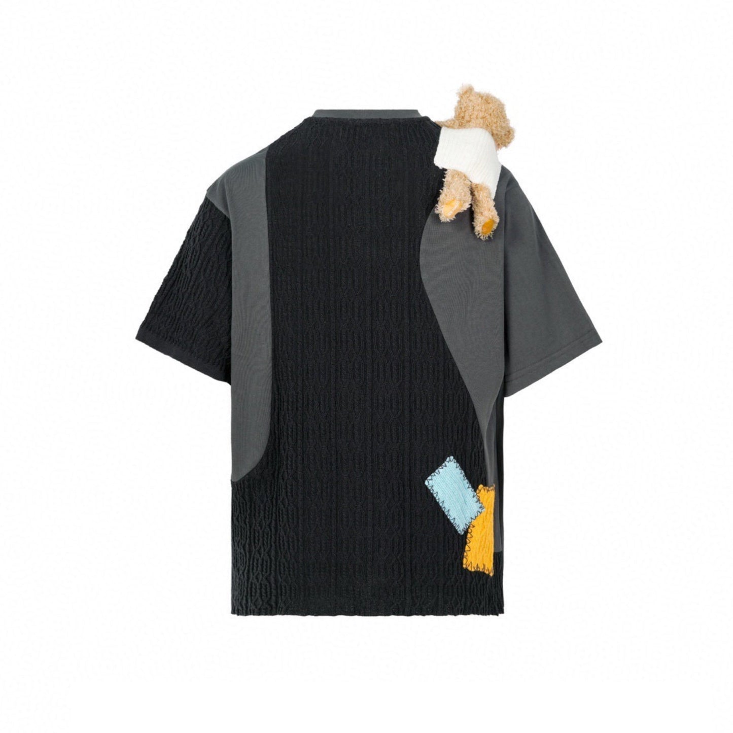 Obsidian Shoulder Bear Knit Patch T-shirt - Fixxshop