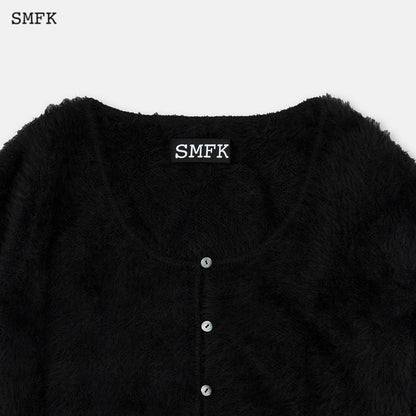 SMFK Panda Wool Short Cardigan Black - Fixxshop