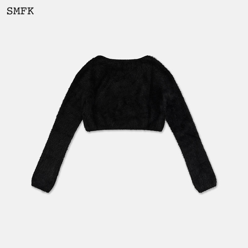 SMFK Panda Wool Short Cardigan Black - Fixxshop