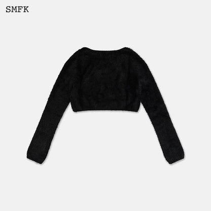 SMFK Panda Wool Short Cardigan Black - Fixxshop