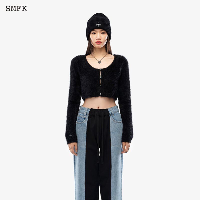 SMFK Panda Wool Short Cardigan Black - Fixxshop