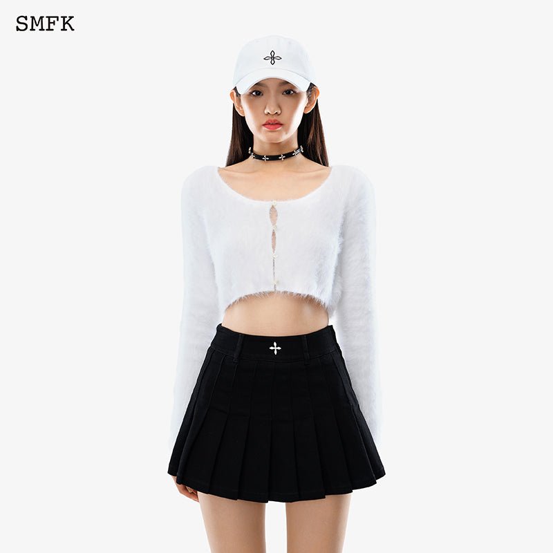 SMFK Panda Wool Short Cardigan White - Fixxshop