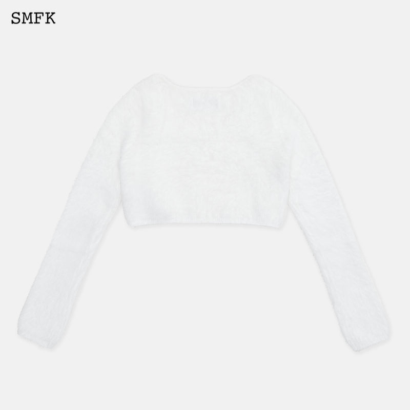 SMFK Panda Wool Short Cardigan White - Fixxshop