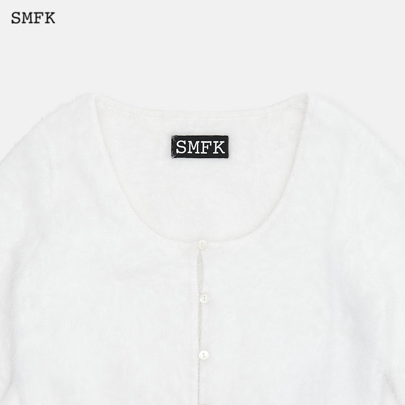 SMFK Panda Wool Short Cardigan White - Fixxshop