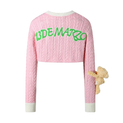 13DE MARZO Peach Bear Short Sweater Veiled Rose - Fixxshop