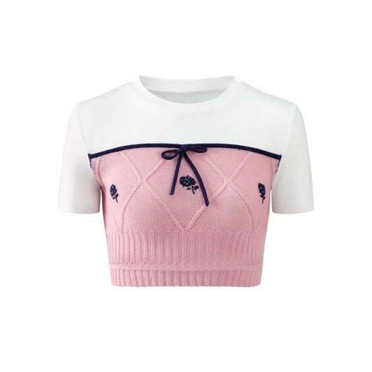 Herlian Pink And White Knit T-shirt