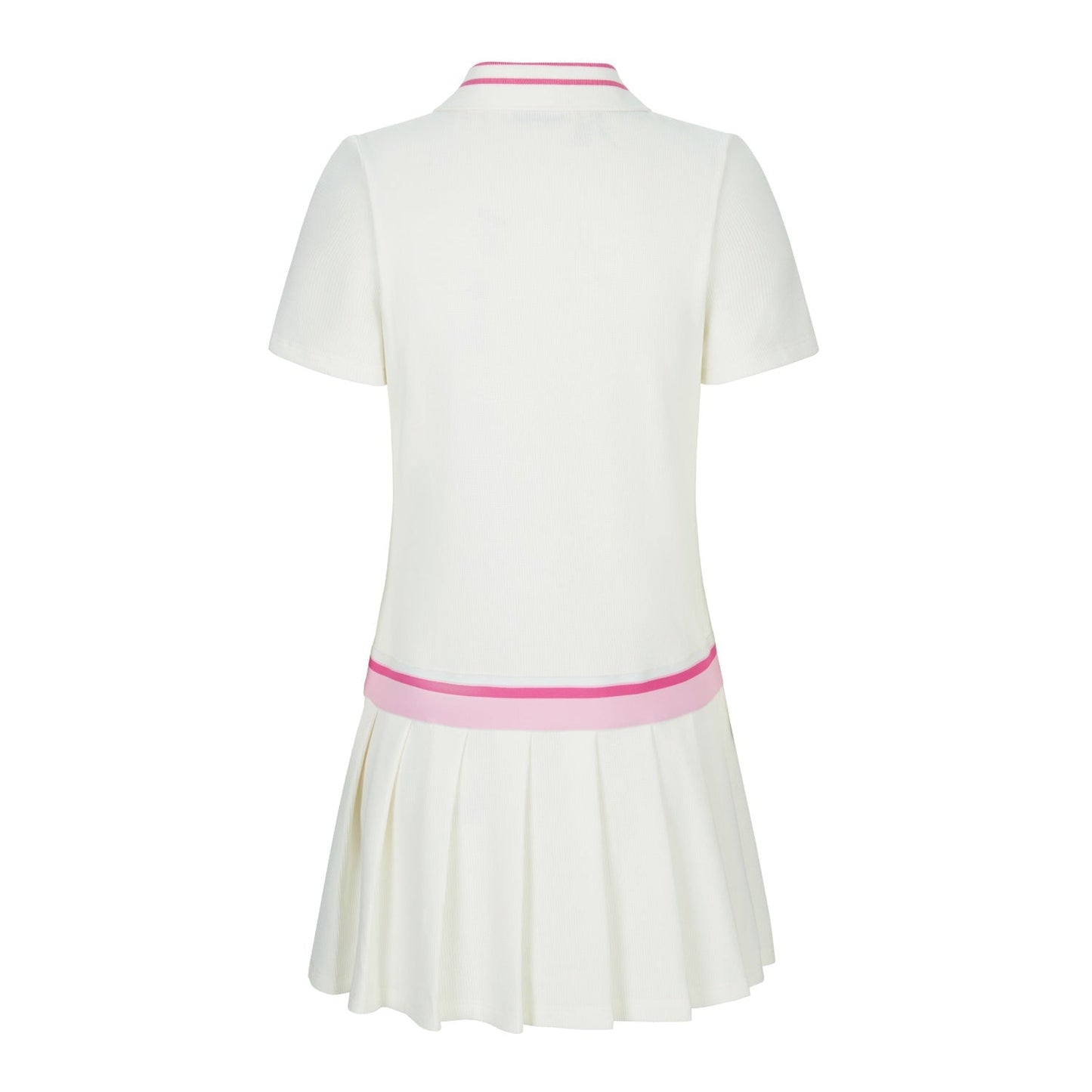 Herlian Pink And White Pleated Short Polo Dress