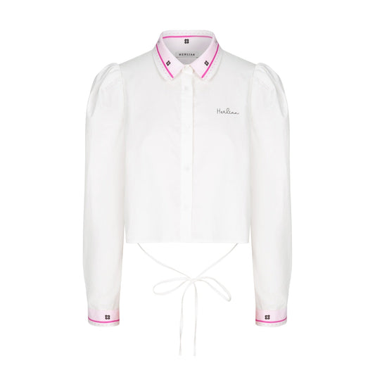 Herlian Pink Collar Patchwork Shirt