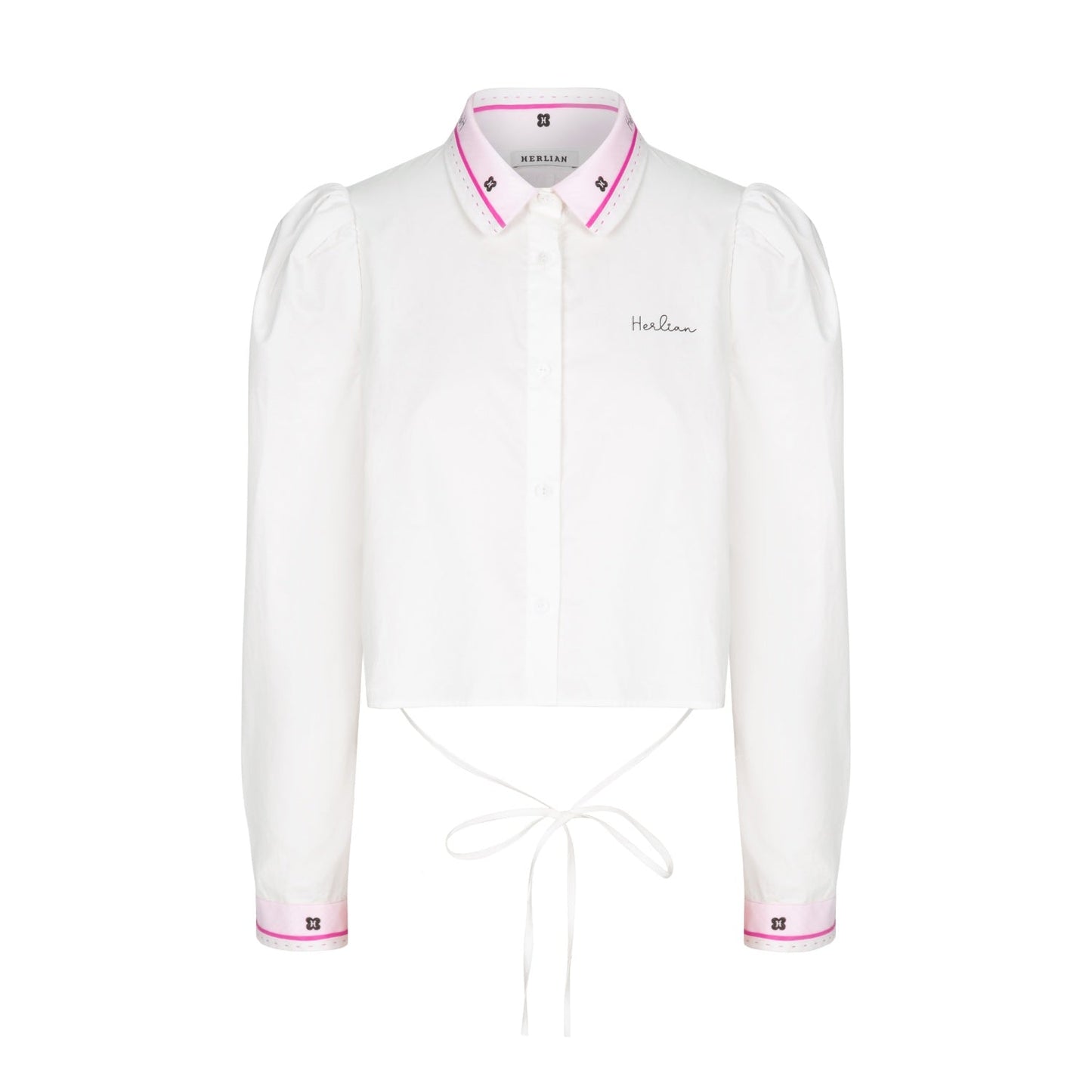 Herlian Pink Collar Patchwork Shirt