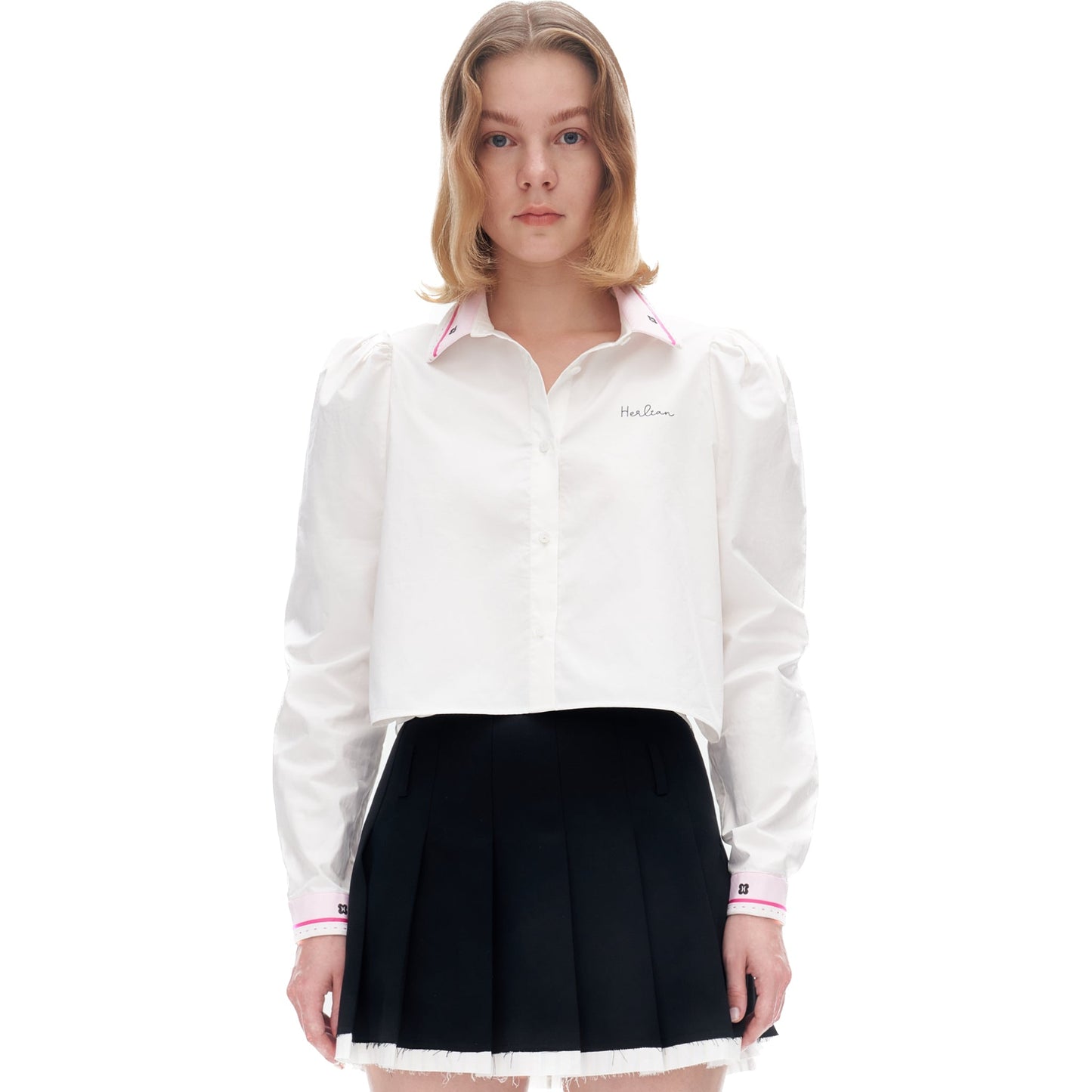 Herlian Pink Collar Patchwork Shirt