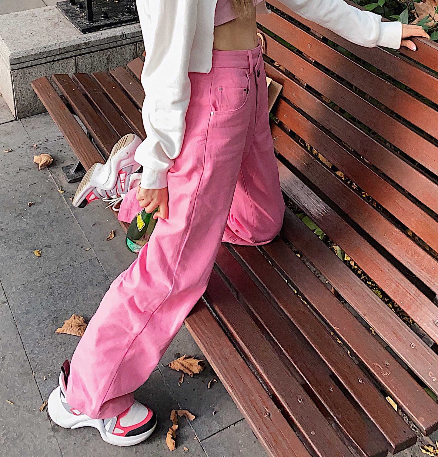 THREE QUARTERS Pink Misplaced Pants | MADA IN CHINA