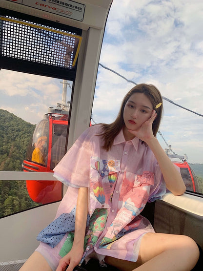 ANDREA MARTIN Pink Multi-Layered Mesh Shirt | MADA IN CHINA