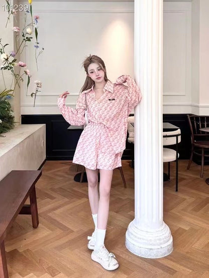 Aimme Sparrow Pink Shirt Suit Shorts
