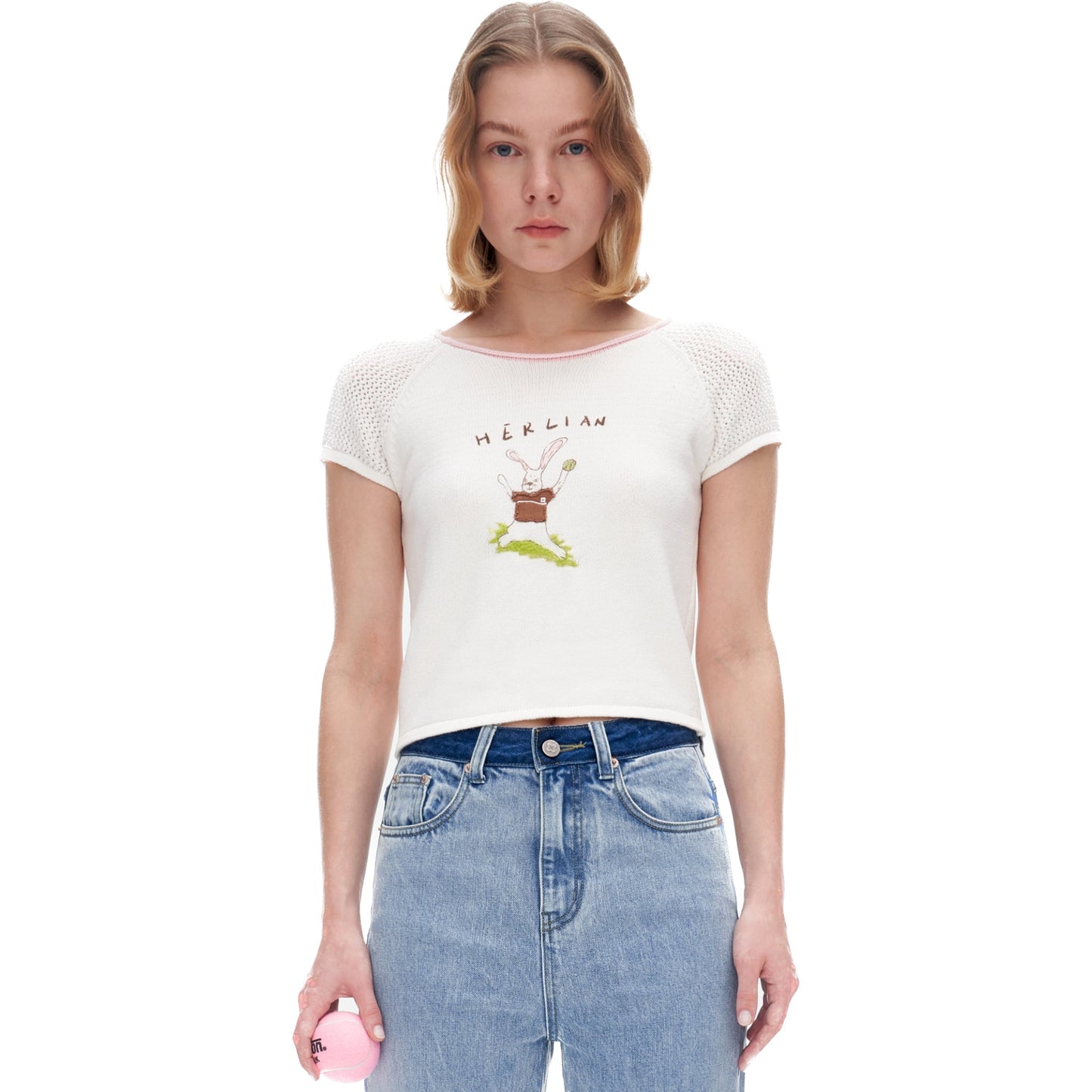 Herlian Rabbit Print Knit T-shirt
