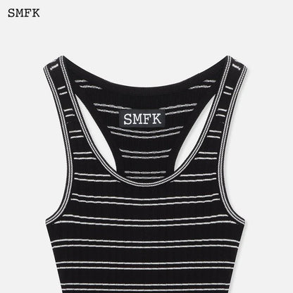 SMFK Retro Campus Striped Sports Tank Dress Black