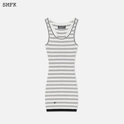 SMFK Retro Campus Striped Sports Tank Dress White