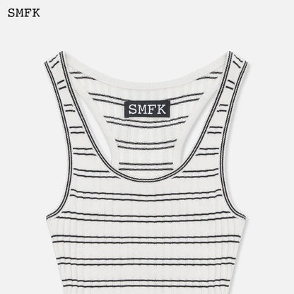 SMFK Retro Campus Striped Sports Tank Dress White