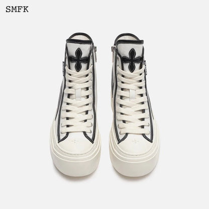 SMFK Retro College High Top Board Shoes White