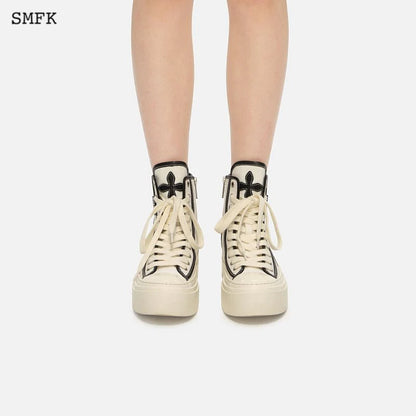 SMFK Retro College High Top Board Shoes White