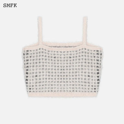 SMFK Rye Check Pattern Knitted Suspenders White