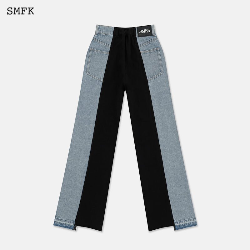 SMFK Skater Deconstructed Wide Leg Jeans Blue and Black – Fixxshop
