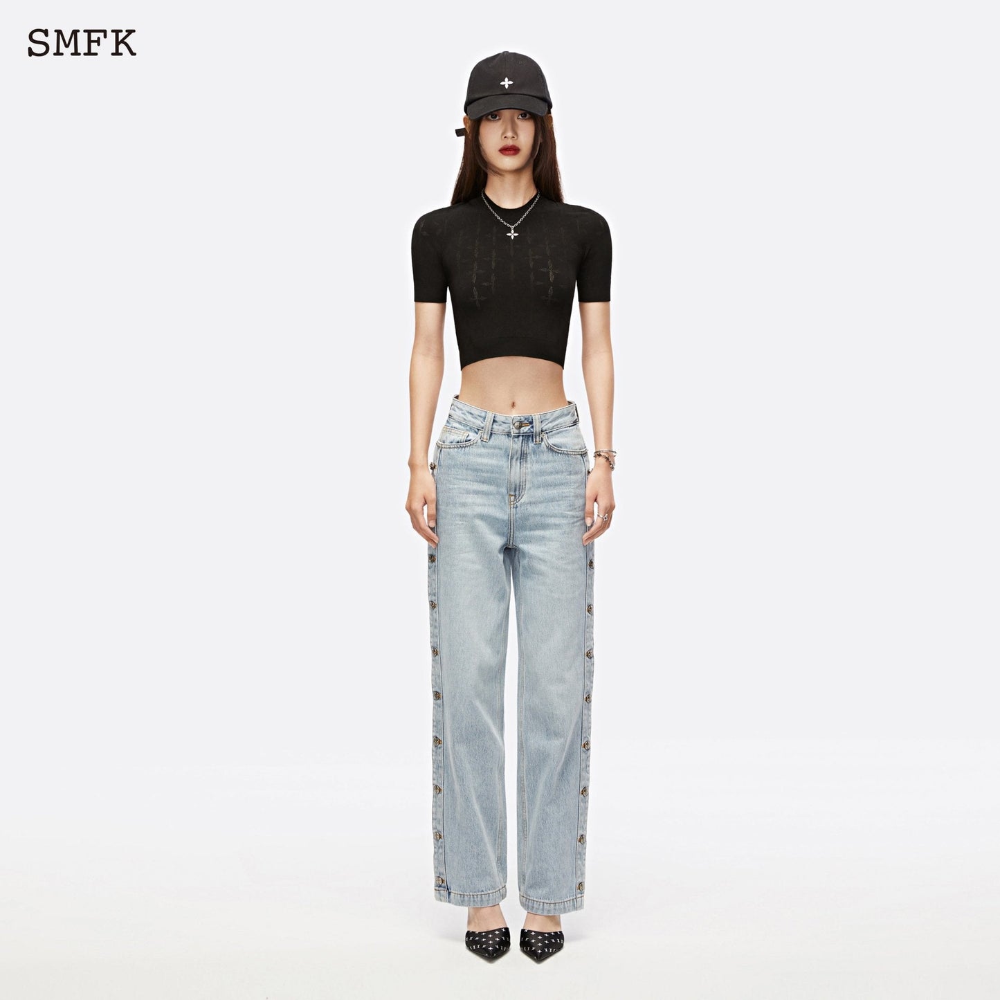 SMFK Skater Skateboard Deconstructed Jeans Denim Blue - Fixxshop