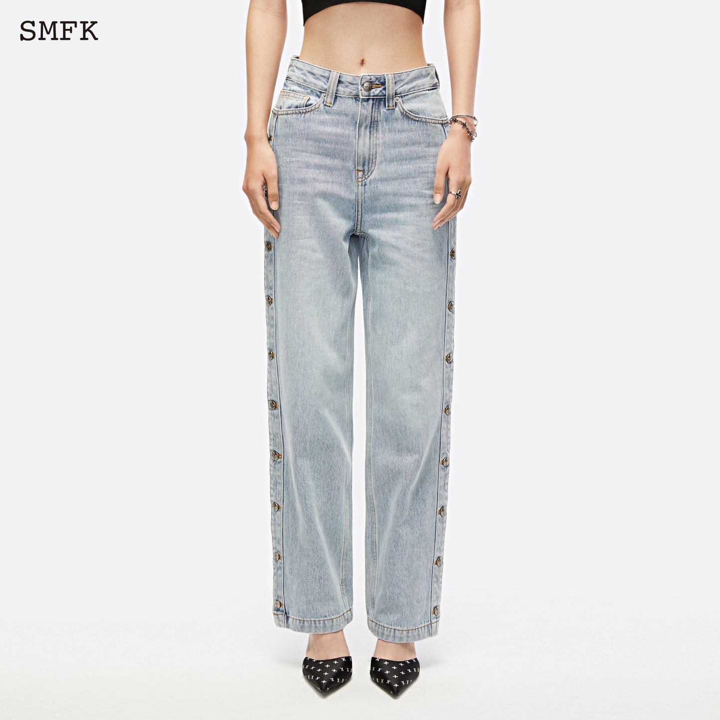 SMFK Skater Skateboard Deconstructed Jeans Denim Blue - Fixxshop