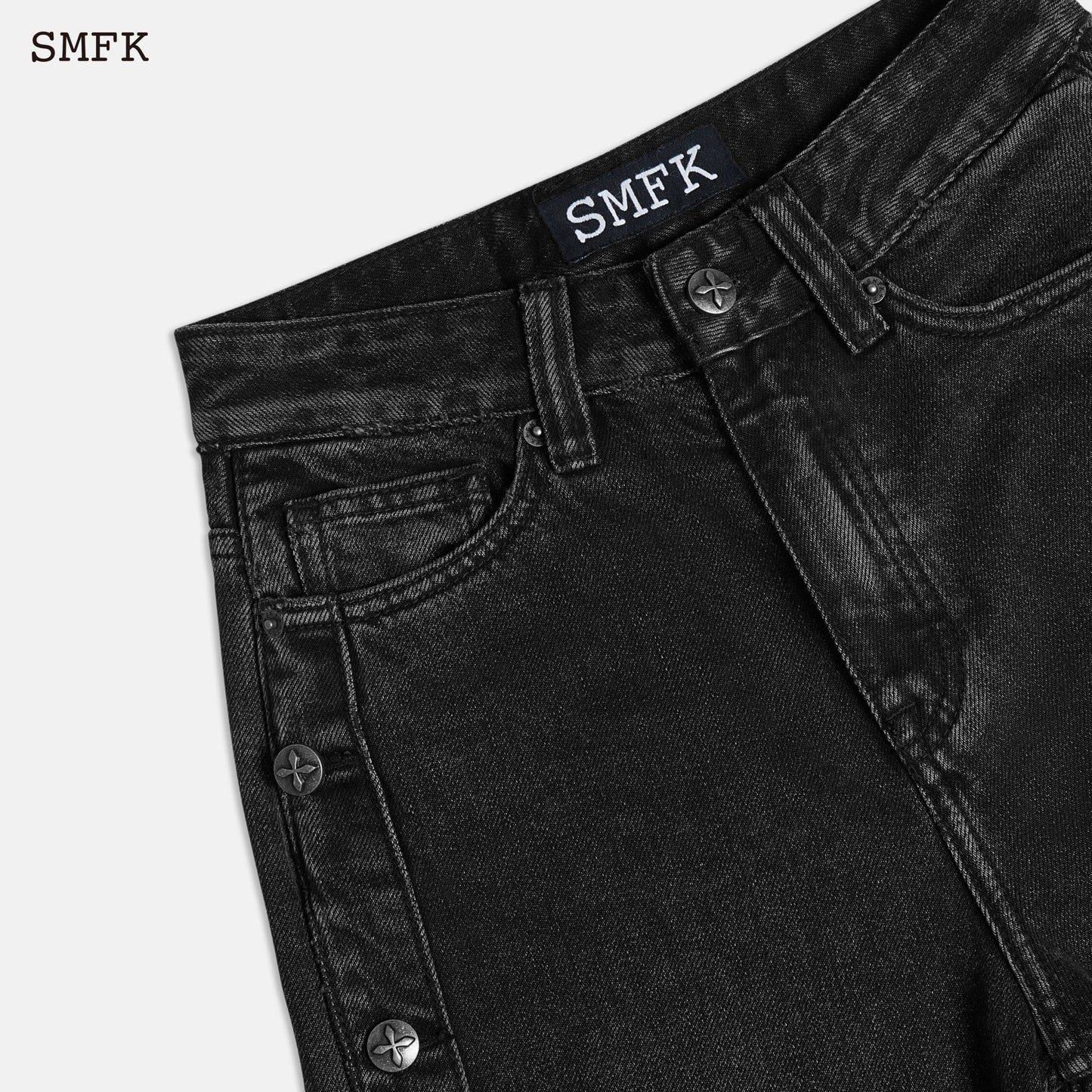 SMFK Skater Skateboard Deconstructed Jeans Midnight Black - Fixxshop