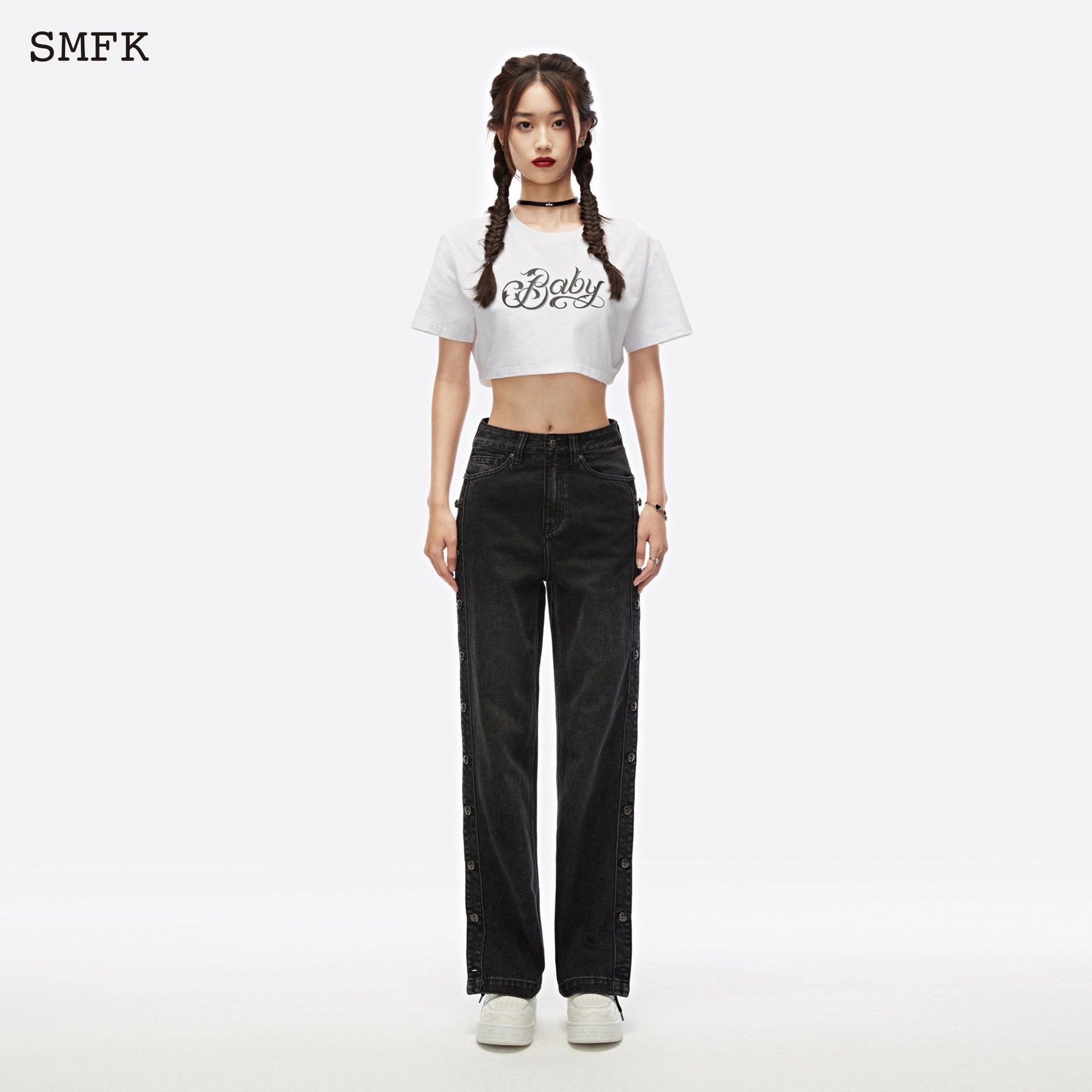 SMFK Skater Skateboard Deconstructed Jeans Midnight Black - Fixxshop