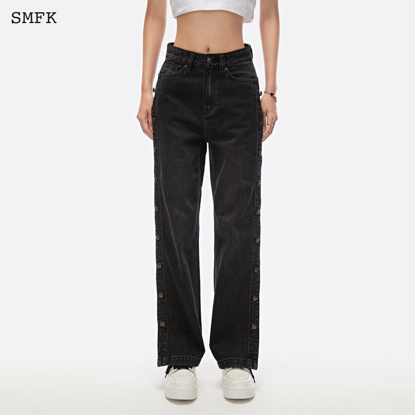 SMFK Skater Skateboard Deconstructed Jeans Midnight Black - Fixxshop