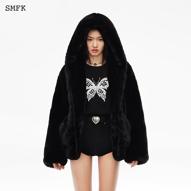 SMFK Snowman Fur Jacket Black - Fixxshop