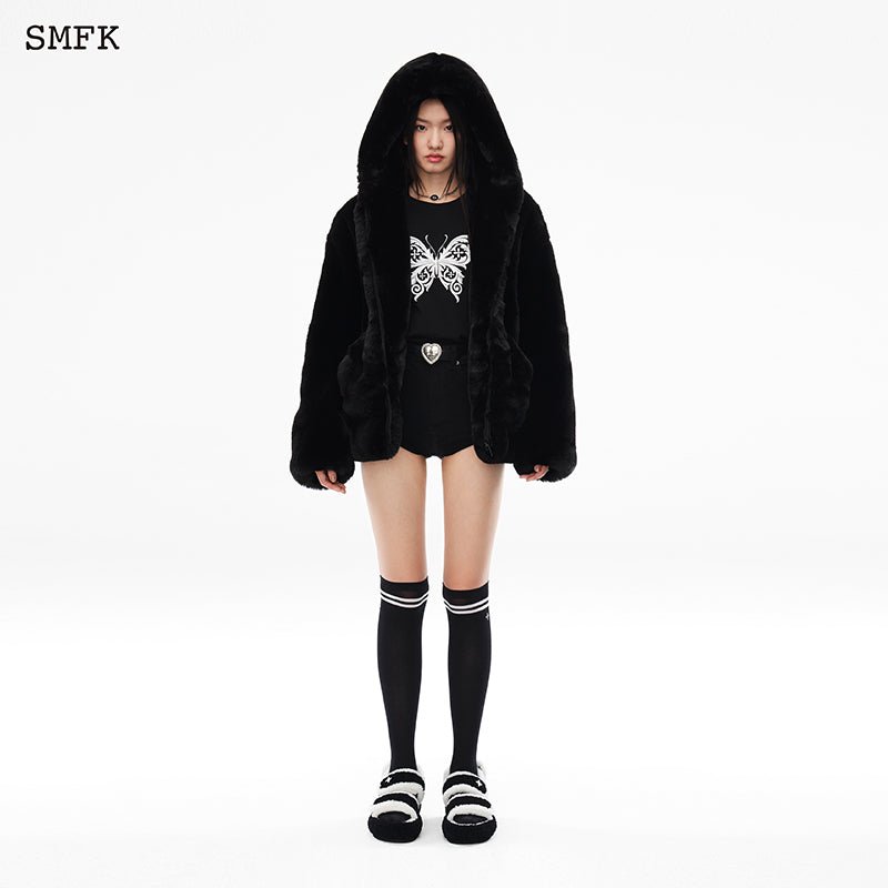 SMFK Snowman Fur Jacket Black - Fixxshop