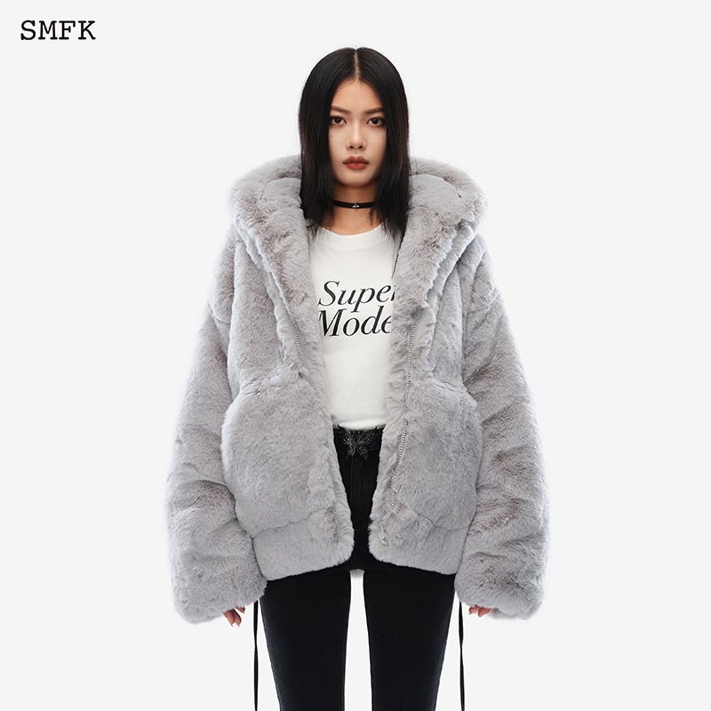 SMFK Snowman Fur Jacket Grey - Fixxshop