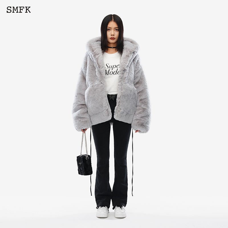 SMFK Snowman Fur Jacket Grey - Fixxshop